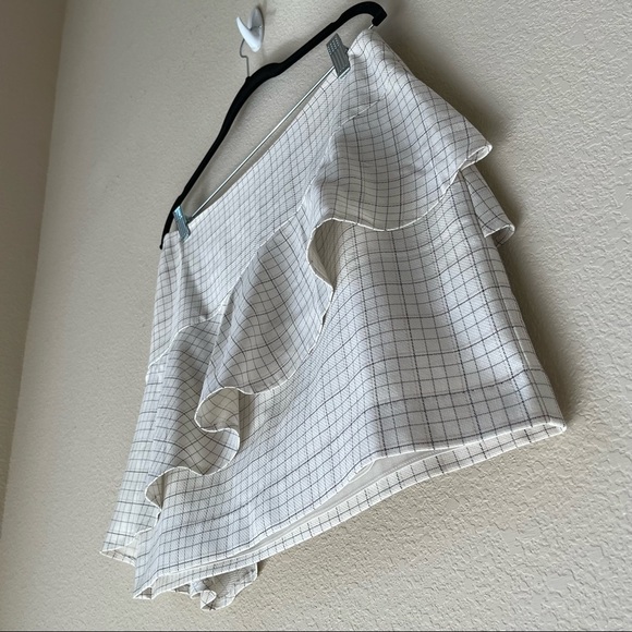 Joie Botan White Plaid Ruffle Tiered Mini Skirt, size 8 - Picture 7 of 16